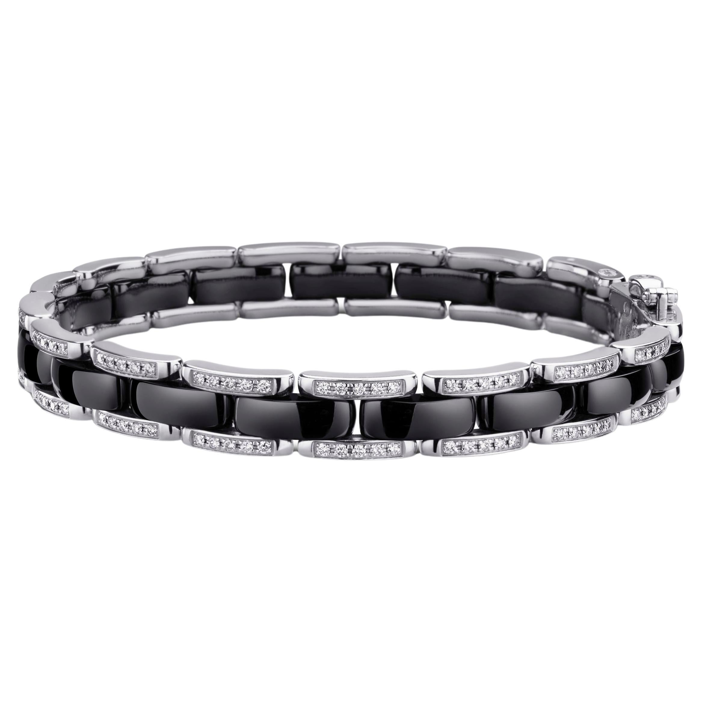 Chanel Ultra 0.85 Carat Diamond and Black Ceramic Bracelet 18 Karat White Gold