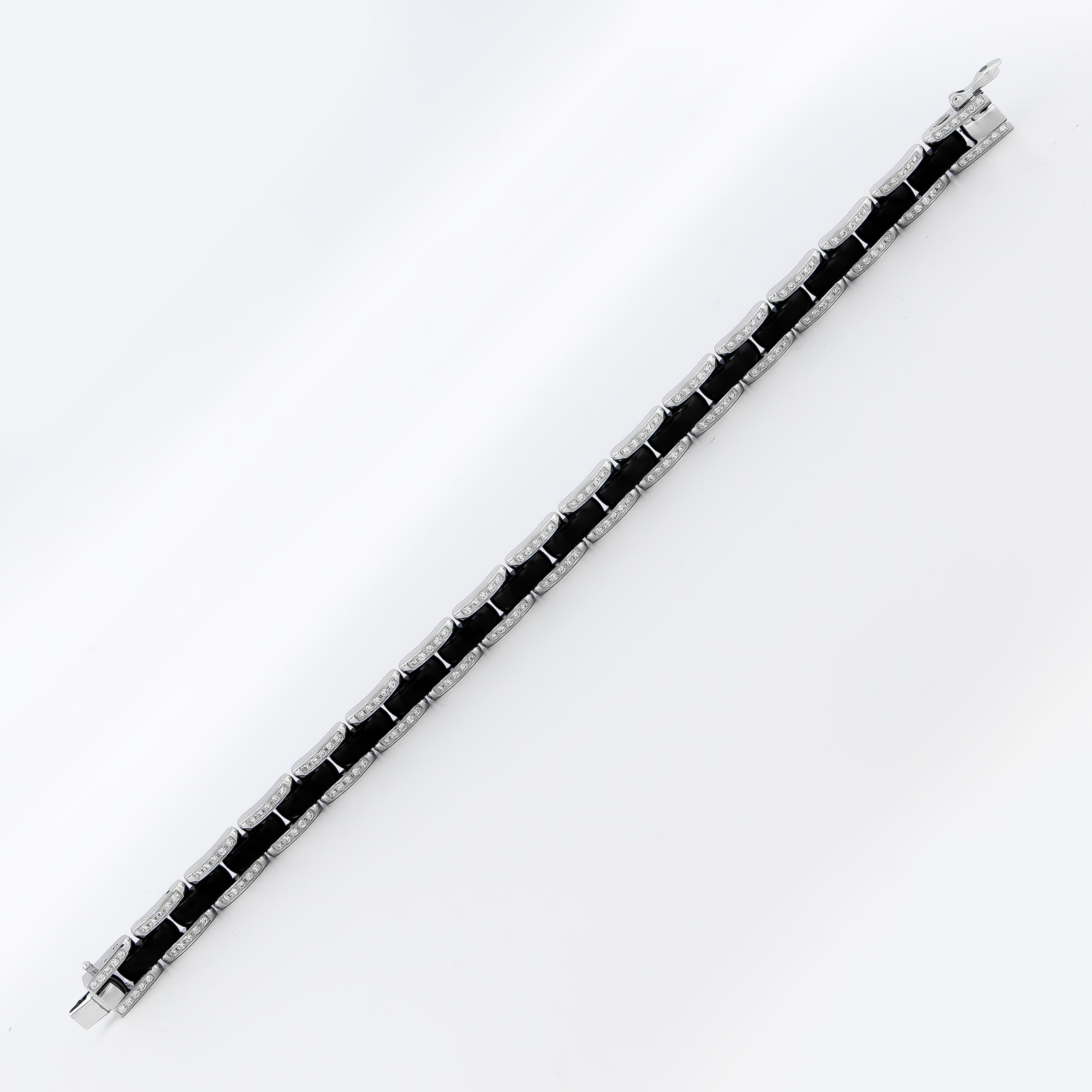 Round Cut Chanel Ultra 0.85 Carat Diamond and Black Ceramic Bracelet 18 Karat White Gold