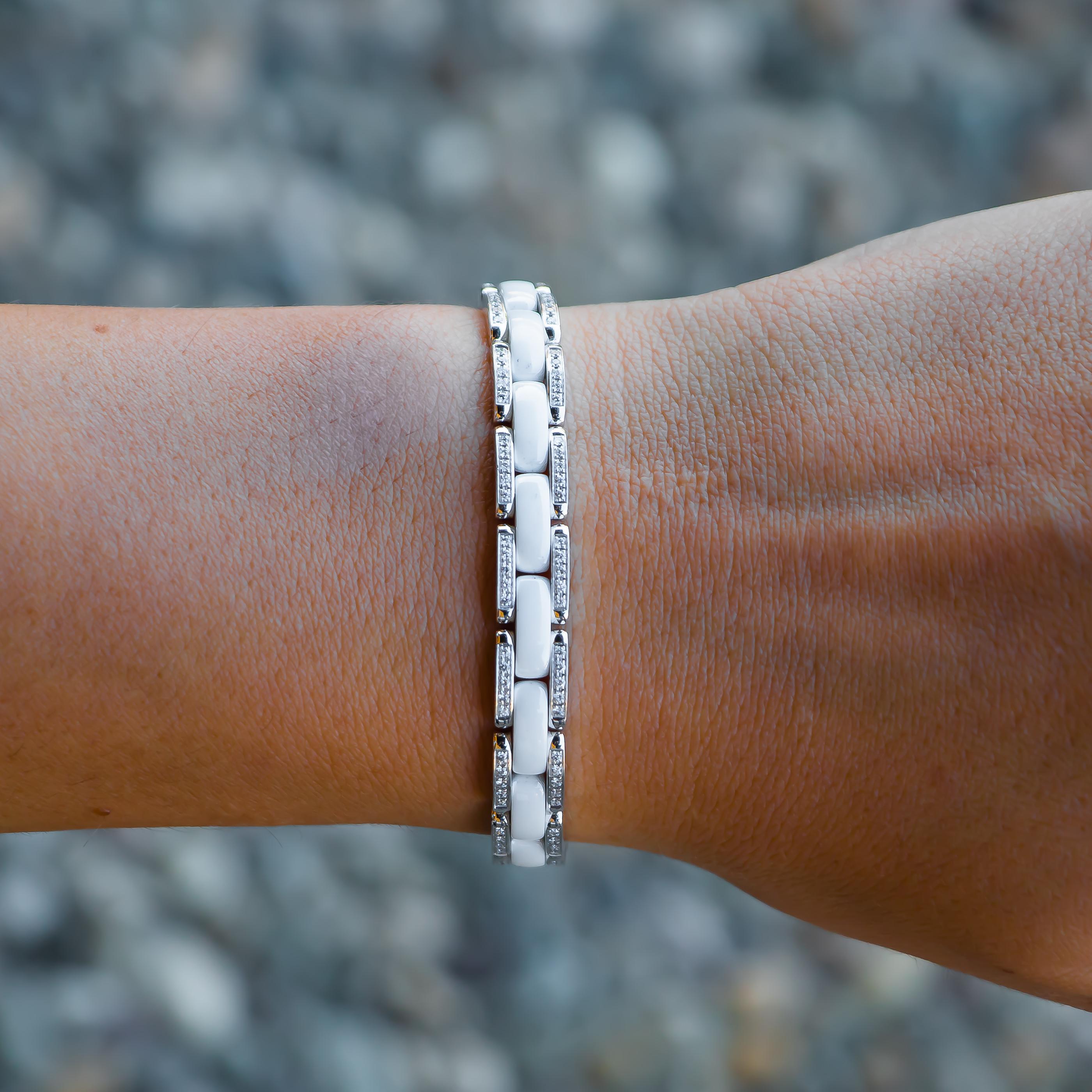Chanel Ultra 0::85 Karat Diamant und weißes Keramikarmband 18 Karat Weißgold (Moderne)