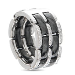 Chanel ULTRA 18K White Gold 0.38ct Diamond and Black Ceramic Ring CH02-042726