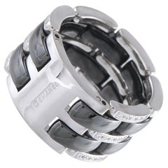 Chanel ULTRA 18K White Gold 0.38ct Diamond and Black Ceramic Ring CH02-042726