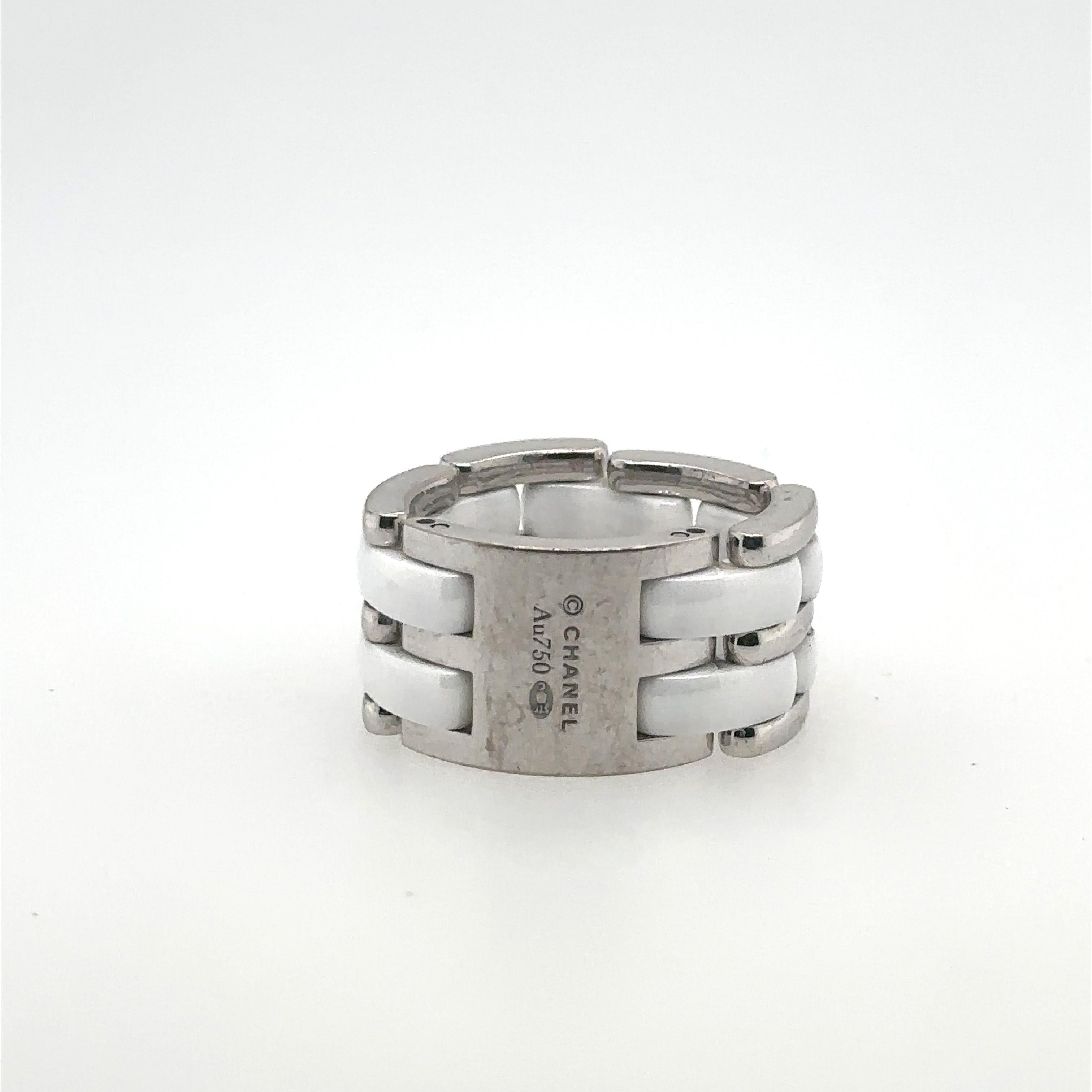 Women's or Men's Chanel Ultra 18k White Gold & Ceramic Ring