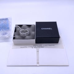 Chanel Ultra 18K White Gold White Ceramic Diamonds Wide Flex Ring