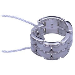 Chanel Ultra 18K White Gold White Ceramic Diamonds Wide Flex Ring