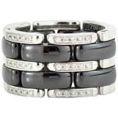 Chanel Ultra Black Ceramic and 18 Karat White Gold Diamond Ring