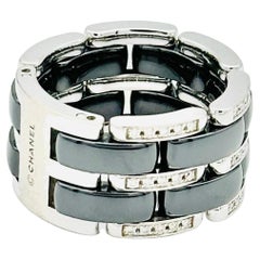 Chanel Ultra Black Ceramic Diamond White Gold Flex Ring Size 59 Chanel Ultra Black Ceramic Diamond White Gold Flex Ring Size 59
