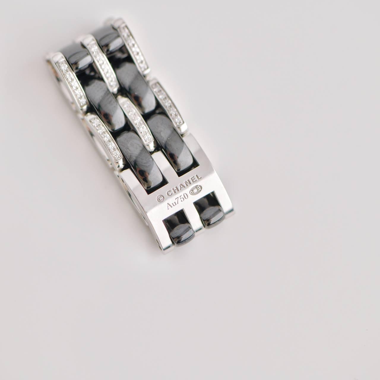 Chanel Ultra Diamond Black Ceramic White Gold Flex Ring Taglia 58 In condizioni ottime a Banbury, GB