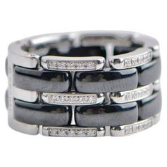 Chanel Flex-Ring, Ultra Diamant, schwarze Keramik, Weißgold, Flex, Größe 58
