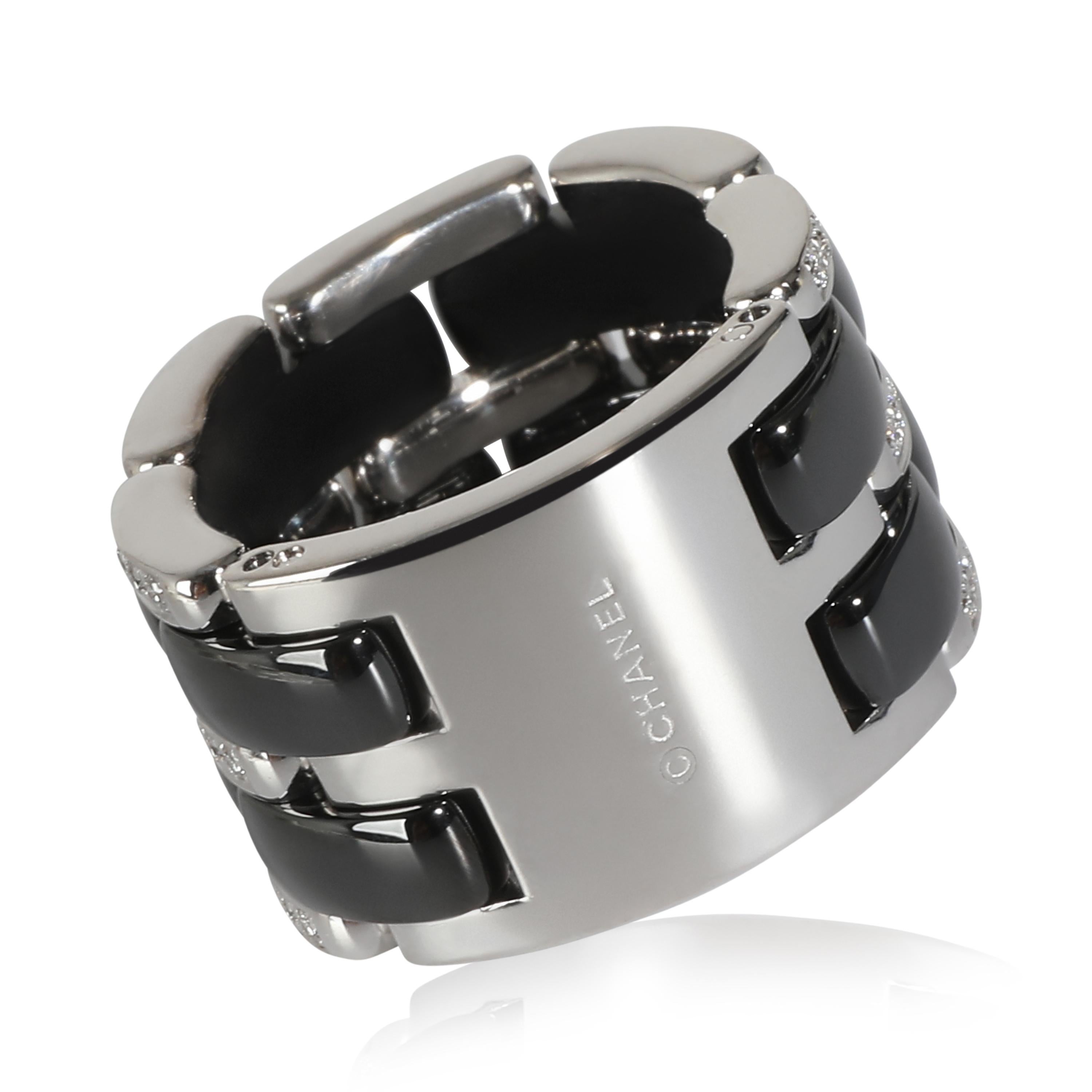 Chanel Ultra Diamond Ring With Black Ceramic in 18KT White Gold 0.37 CTW In Excellent Condition In New York, NY