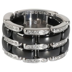 Chanel Ultra Diamond Ring With Black Ceramic in 18KT White Gold 0.37 CTW
