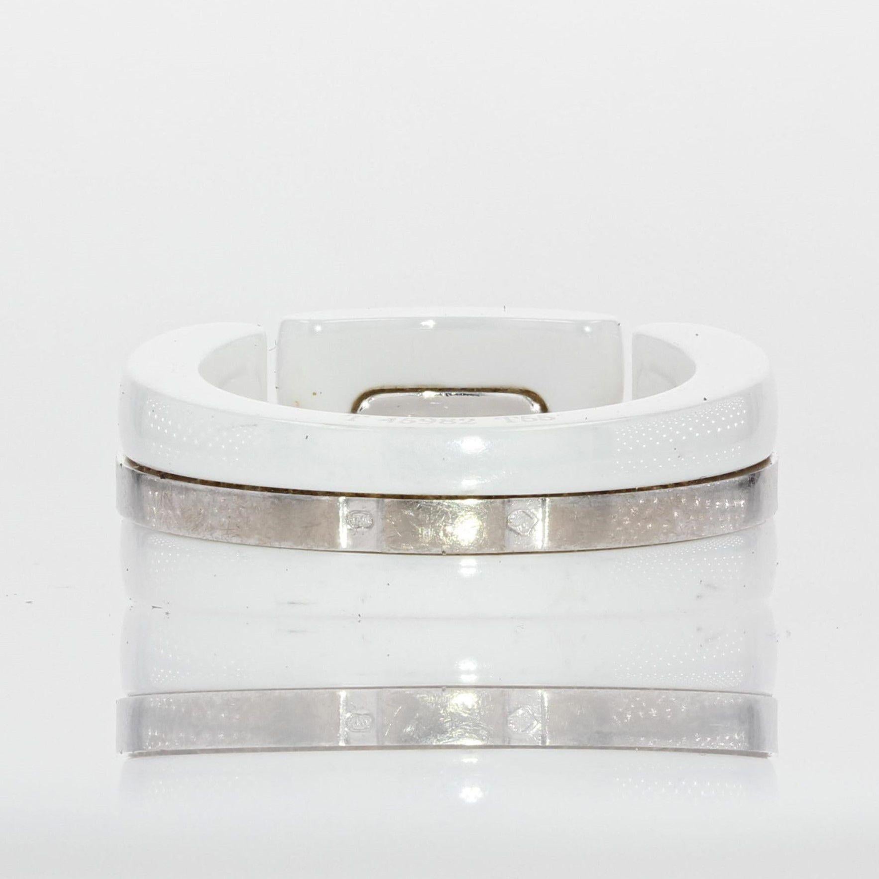 Chanel Ultra Diamonds White Ceramic White Gold Band Ring For Sale 1