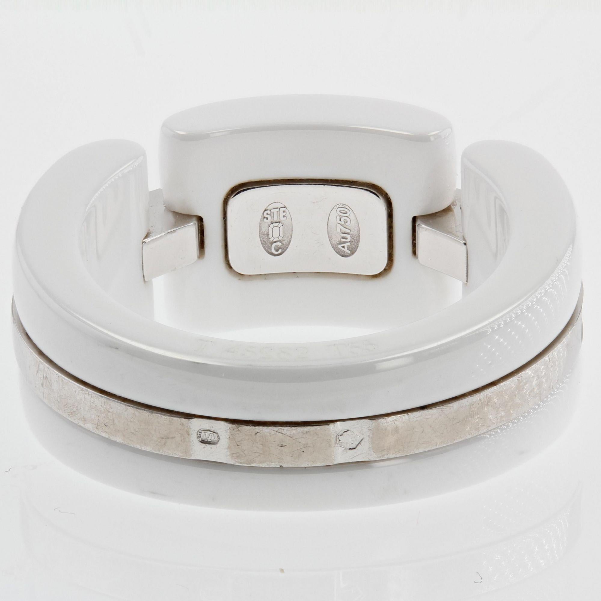 Chanel Ultra Diamonds White Ceramic White Gold Band Ring For Sale 2