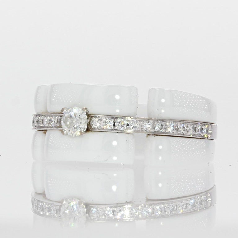 Chanel Ultra Diamonds White Ceramic White Gold Band Ring For Sale at  1stDibs
