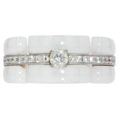 Chanel Ultra Diamonds White Ceramic White Gold Band Ring