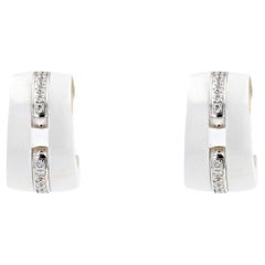 Chanel Ultra Diamonds White Ceramic White Gold Hoop Earrings