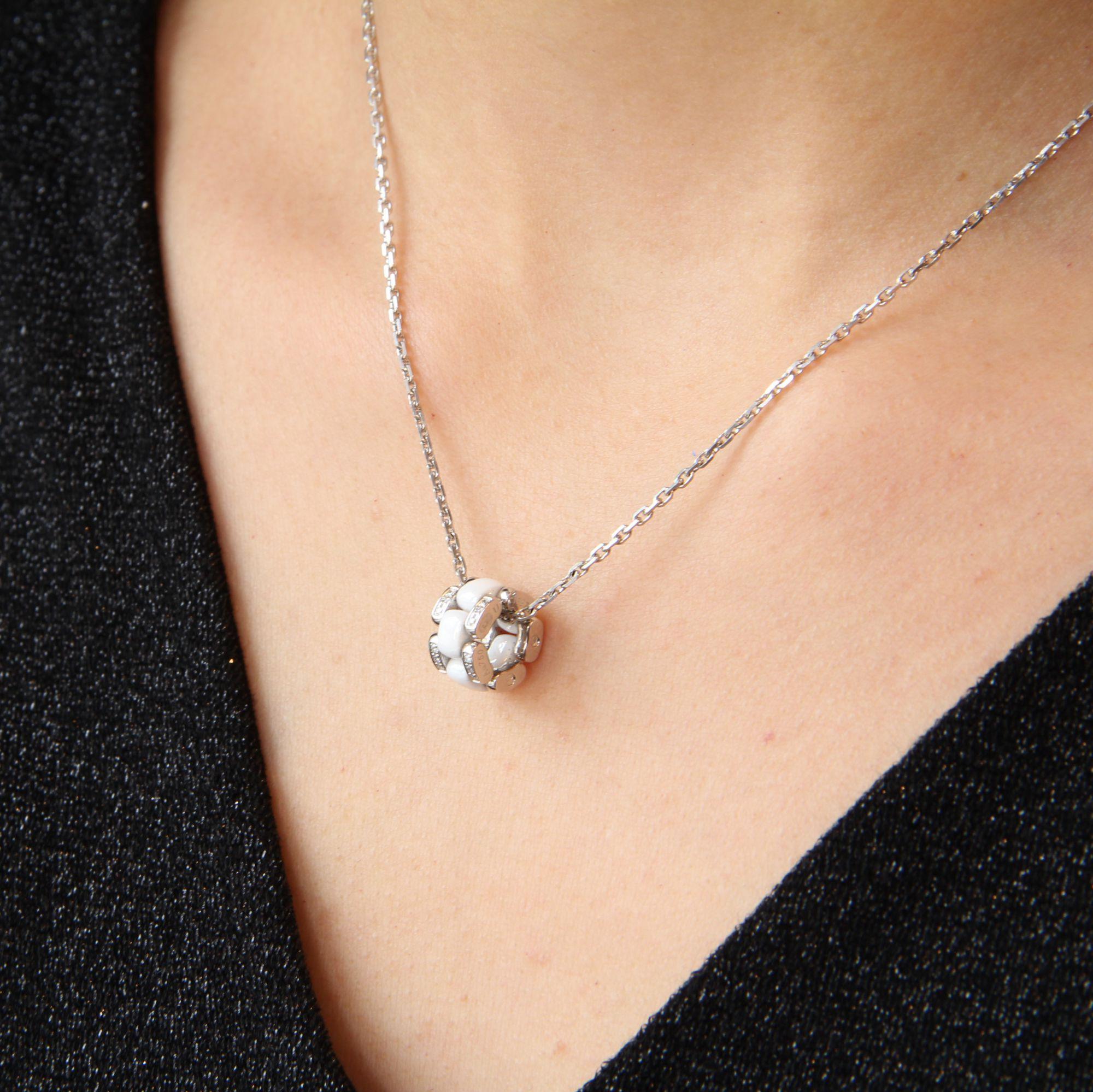 Chanel Chanel Ultra Diamonds Weiß Keramik Weißgold Anhänger Halskette 4