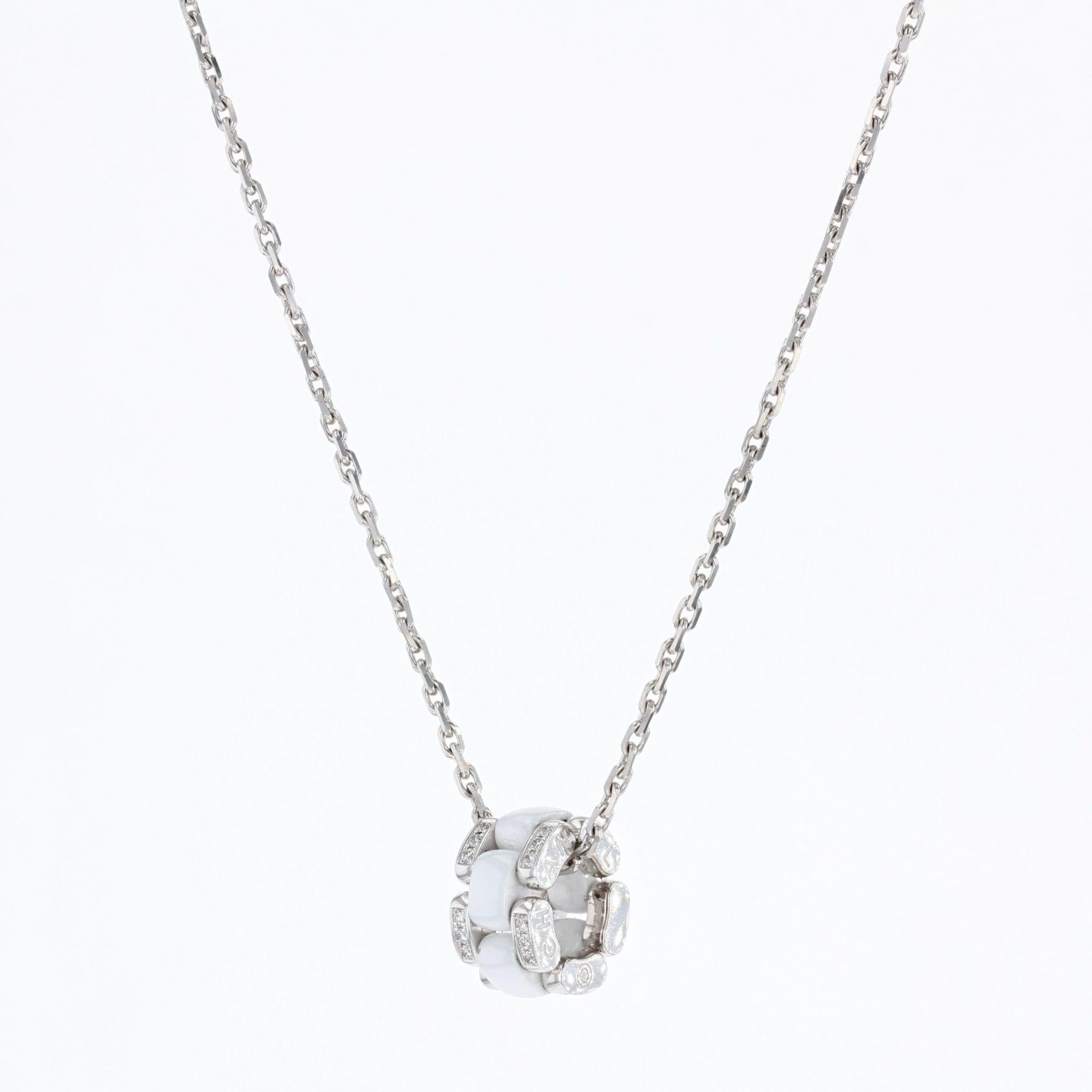 Chanel Ultra Diamonds White Ceramic White Gold Pendant Necklace 4