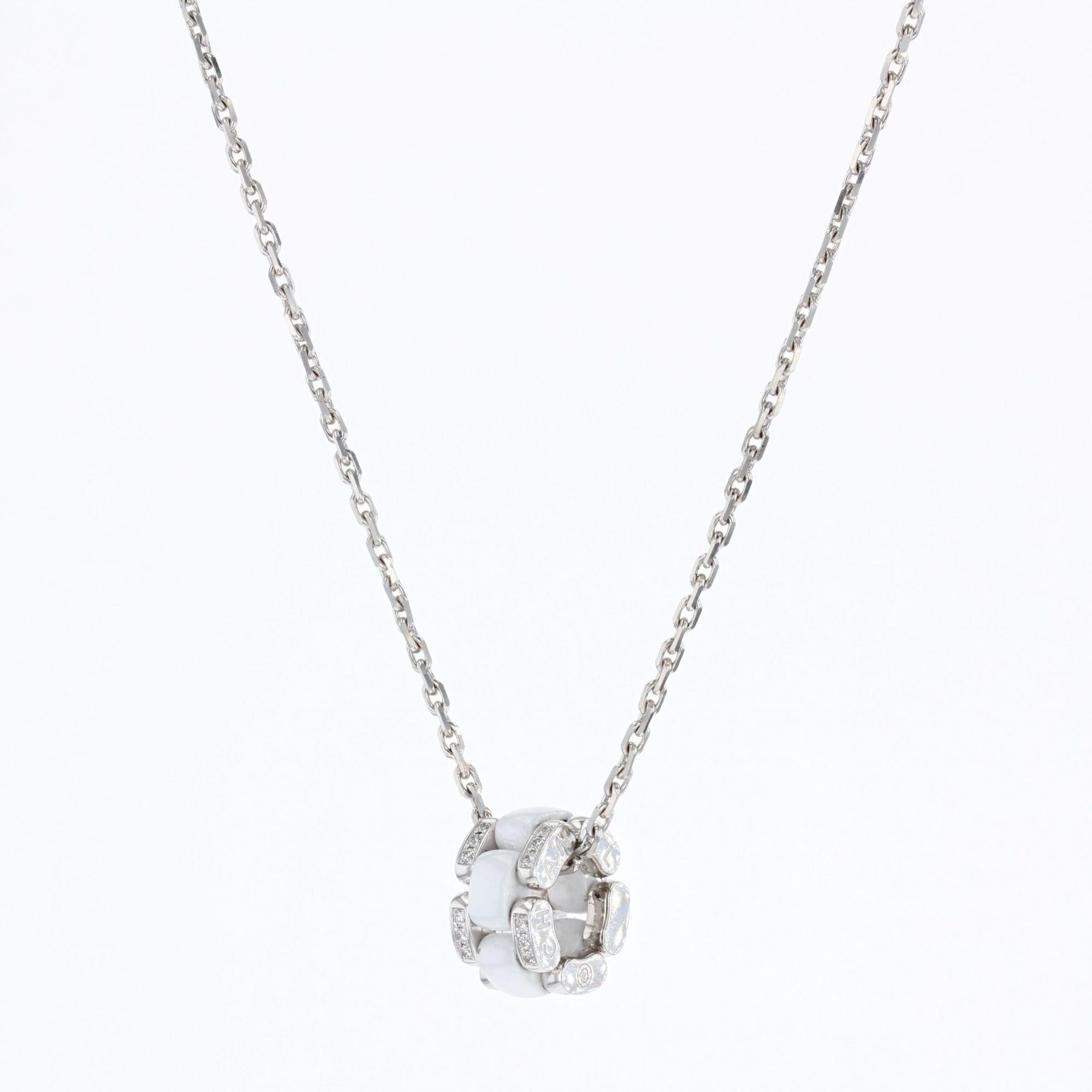 Chanel Chanel Ultra Diamonds Weiß Keramik Weißgold Anhänger Halskette 7