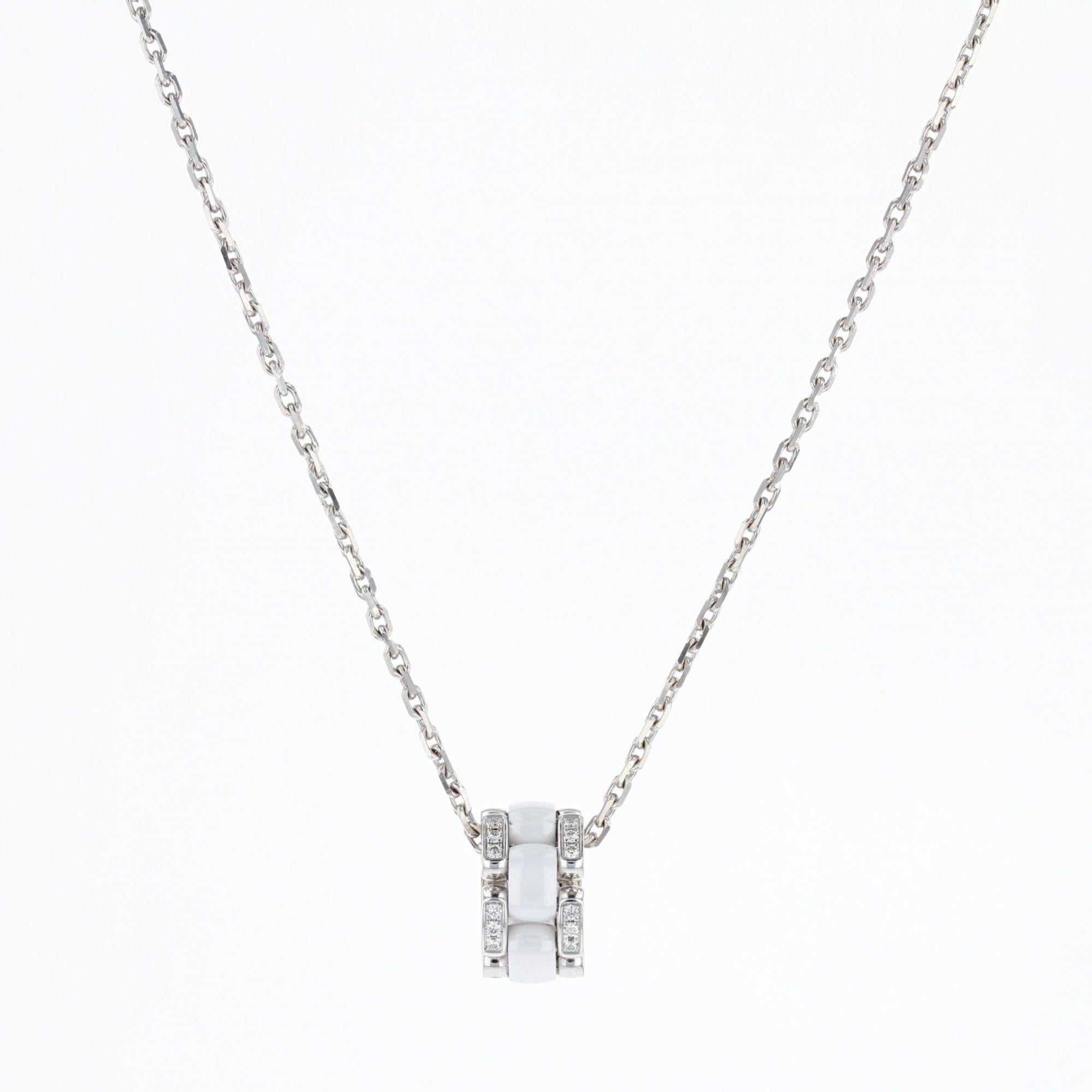 Brilliant Cut Chanel Ultra Diamonds White Ceramic White Gold Pendant Necklace