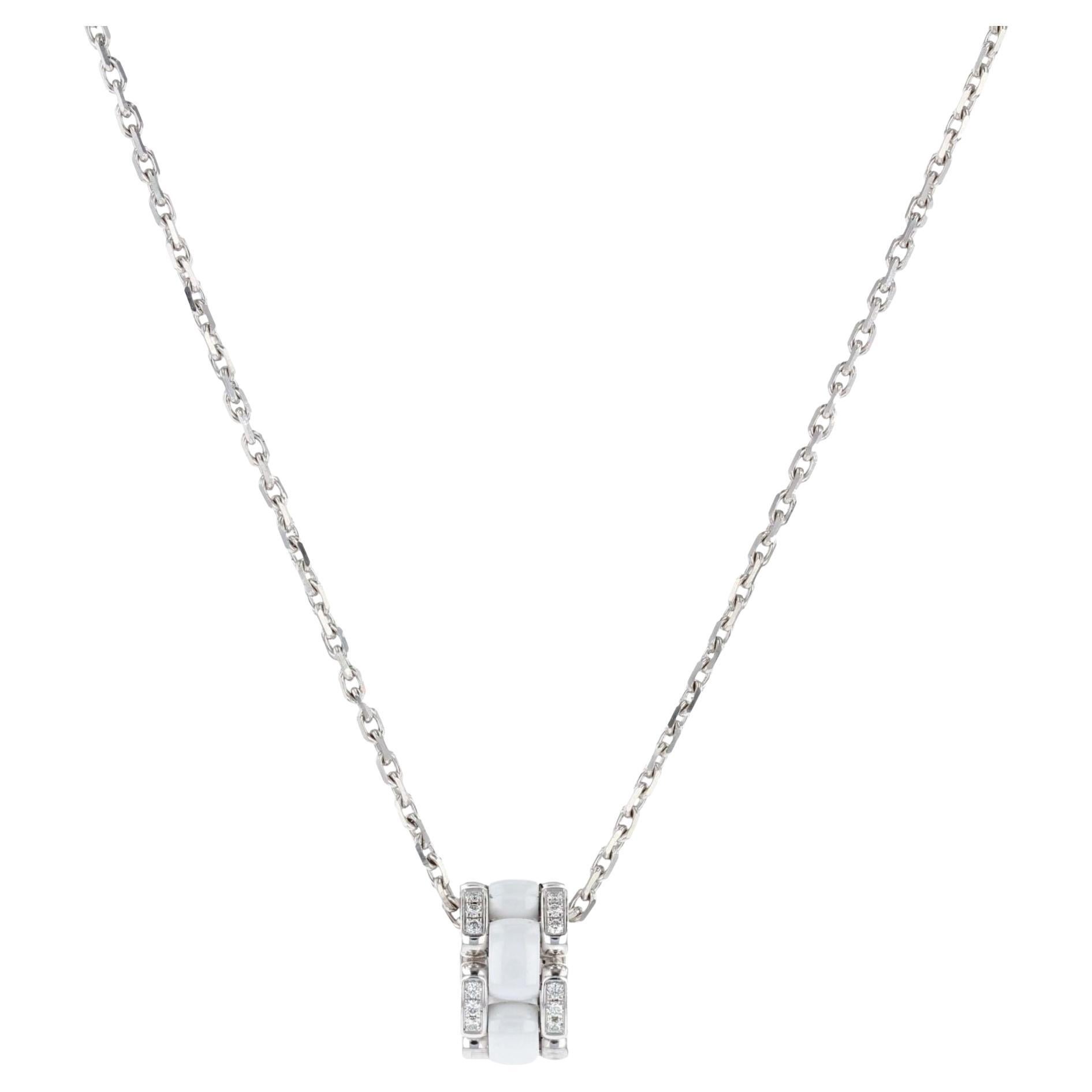 Chanel Ultra Diamonds White Ceramic White Gold Pendant Necklace