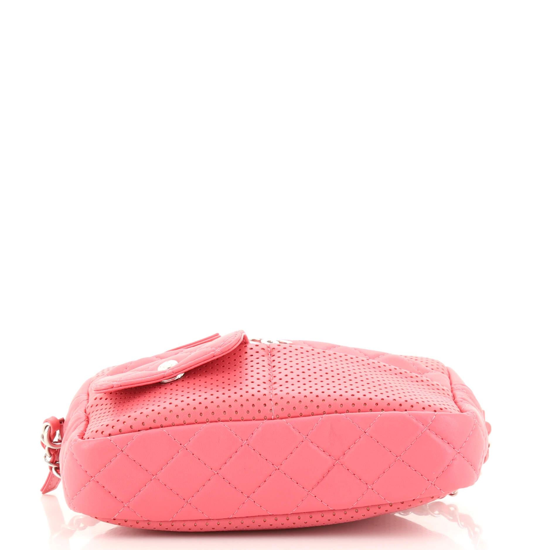 Pink Chanel Ultra Pocket Camera Case Perforated Lambskin Small