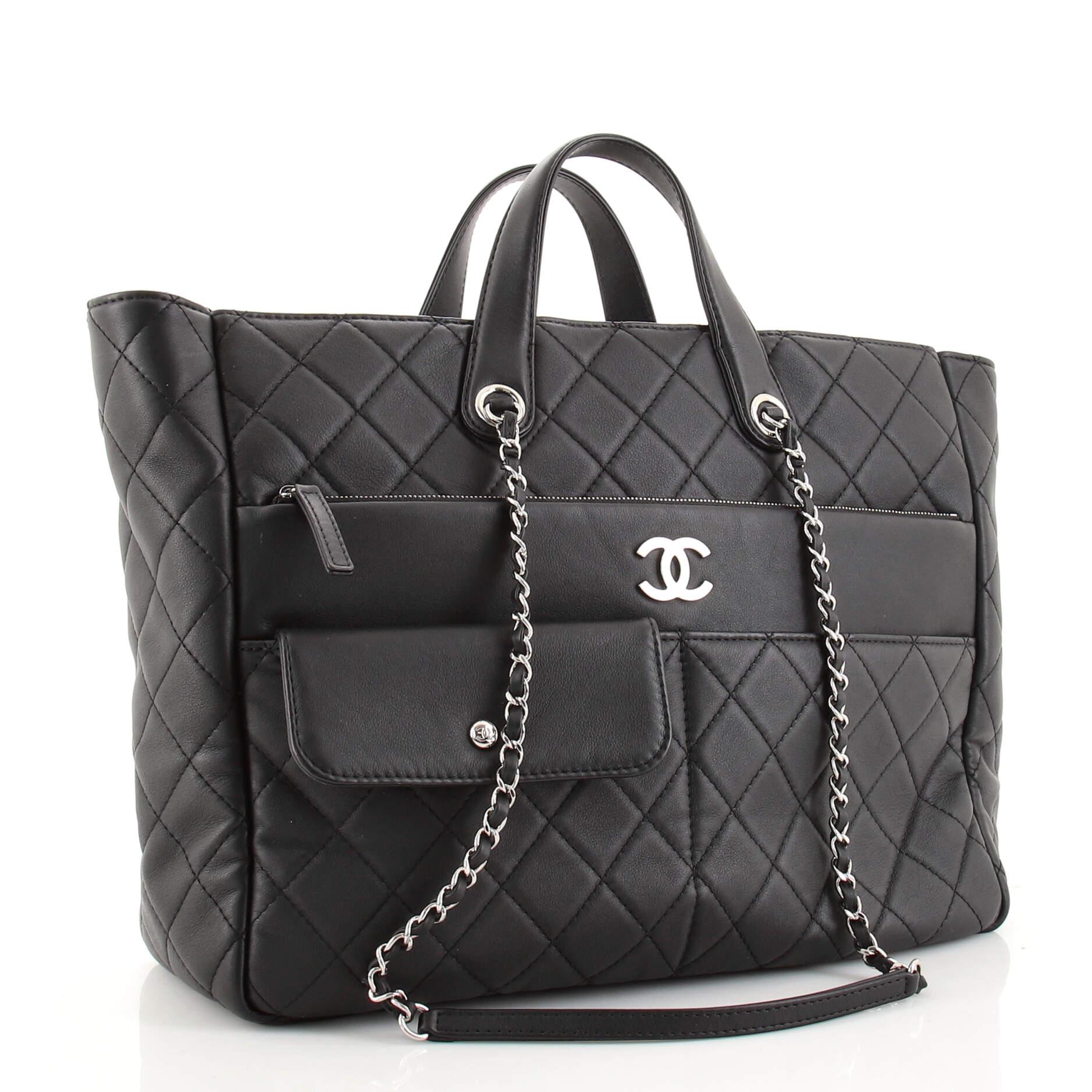Chanel Ultra Pocket Shopping Tote Quilted Calfskin Large at 1stDibs