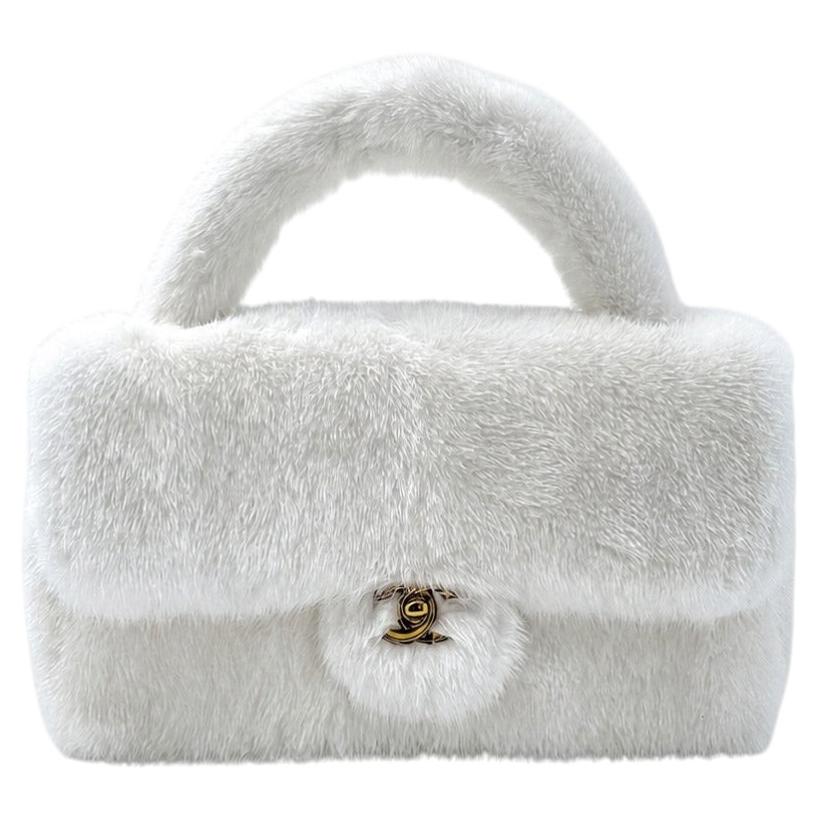 Chanel Ultra Rare 1994 White Mink Top Handle Kelly Bag