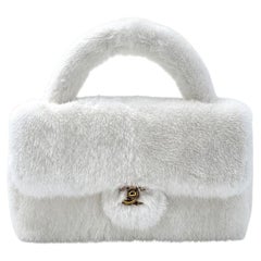 Chanel Ultra Rare 1994 White Mink Top Handle Kelly Bag