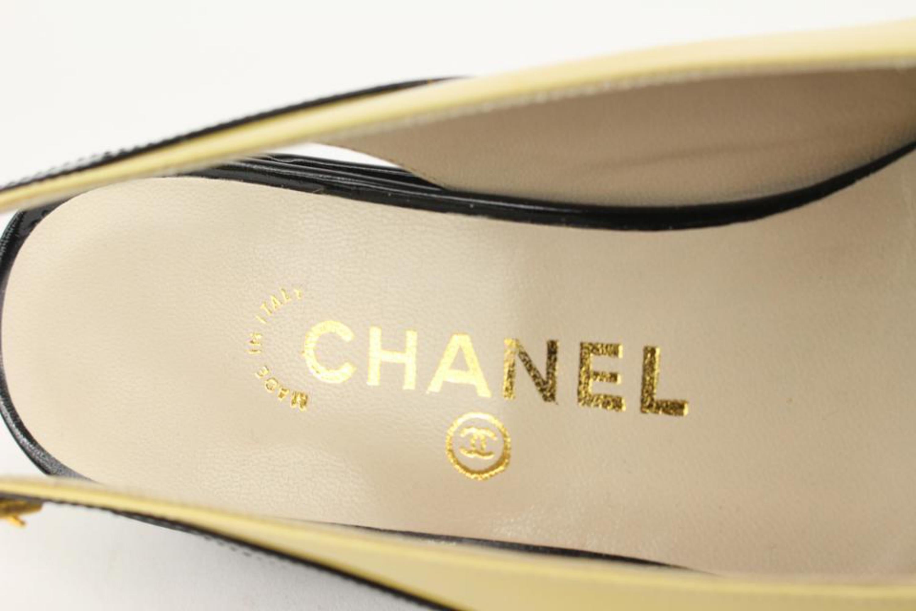 Chanel Ultra Rare 1998 98C New in Box Sz 41 Two Tone Kitten Heels 127c32 For Sale 6