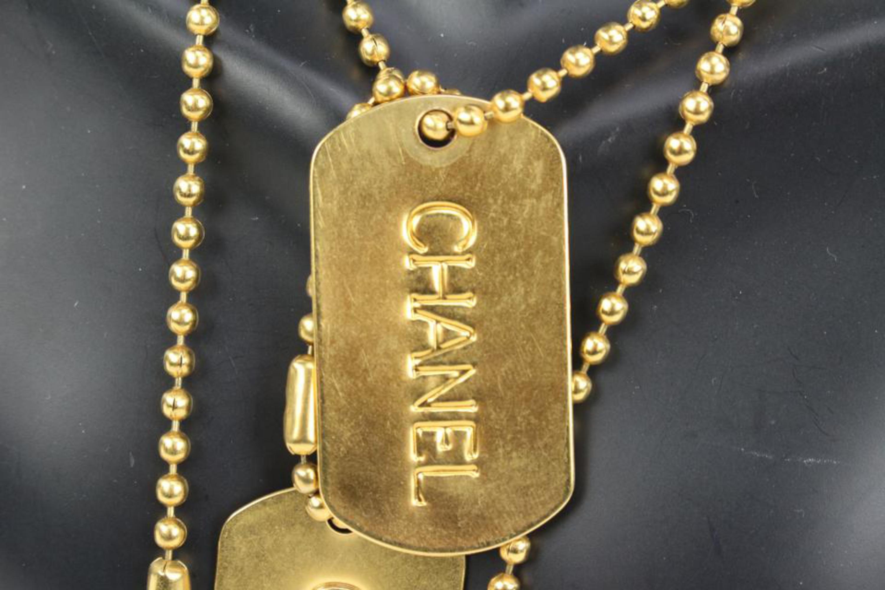 Chanel Ultra Rare 93a CC Logo Dog Tags Pendant Necklace 45ck8 4
