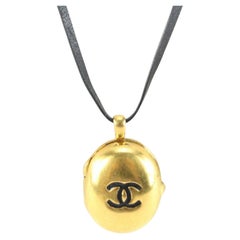 Chanel Ultra Raro 95p Oro x Nero CC Logo Collana 40cc722s