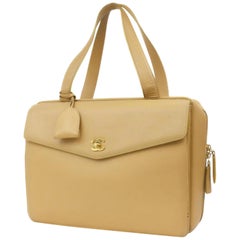 Chanel ( Ultra Rare ) Caviar Cosmetic Vanity Tote 225376 Beige  Shoulder Bag