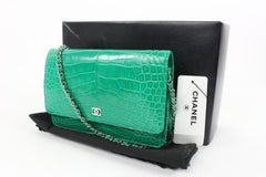 Chanel Ultra Rare Emerald Green Alligator Wallet on Chain SHW WOC 46cz414s