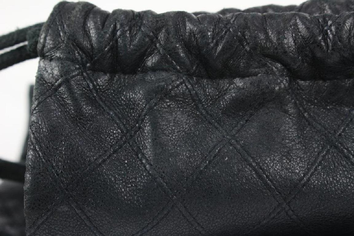 Chanel Ultra Rare Large Quilted Lambskin CC Logo Drawstring Pouch Case 164c73 For Sale 4