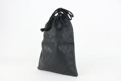 Chanel Ultra Rare Large Quilted Lambskin CC Logo Drawstring Pouch Case 164c73