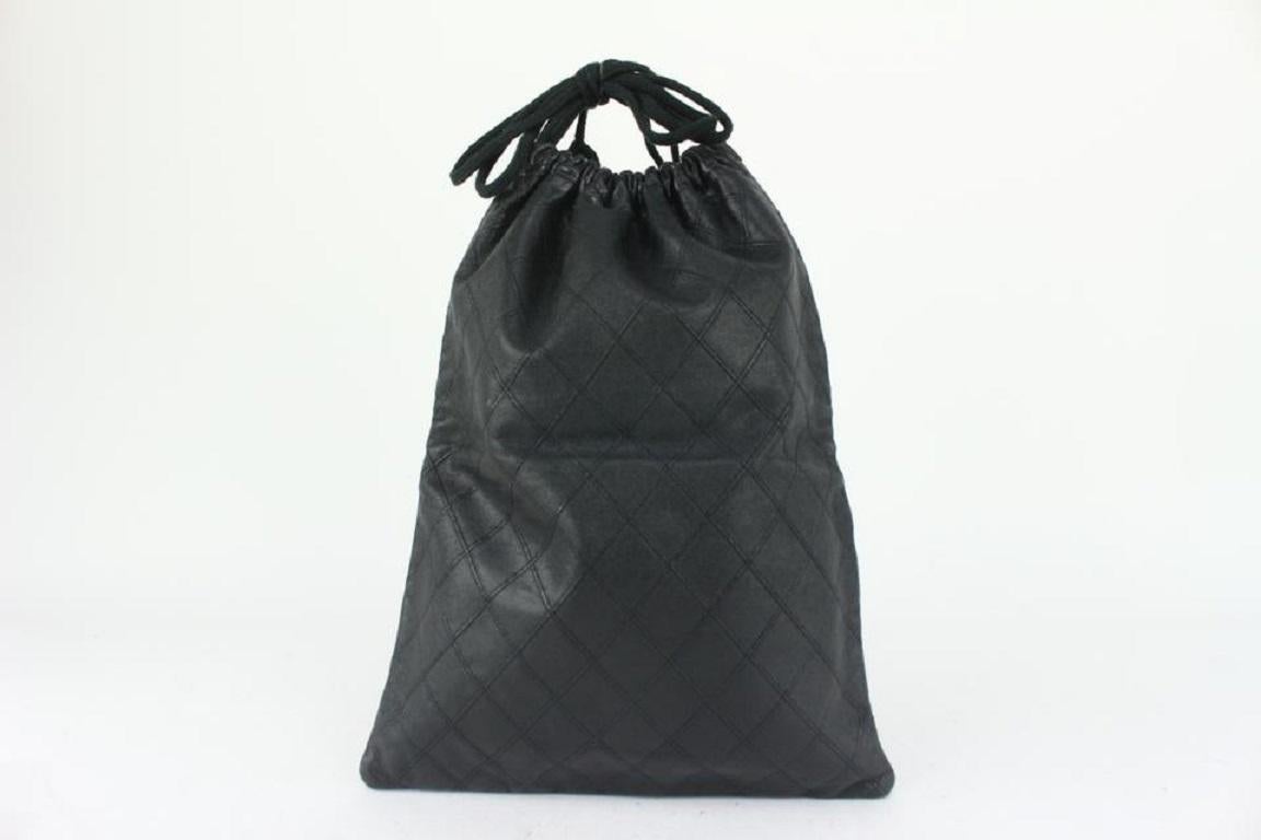 Women's Chanel Ultra Rare Large Quilted Lambskin CC Logo Drawstring Pouch Case 164c73 For Sale
