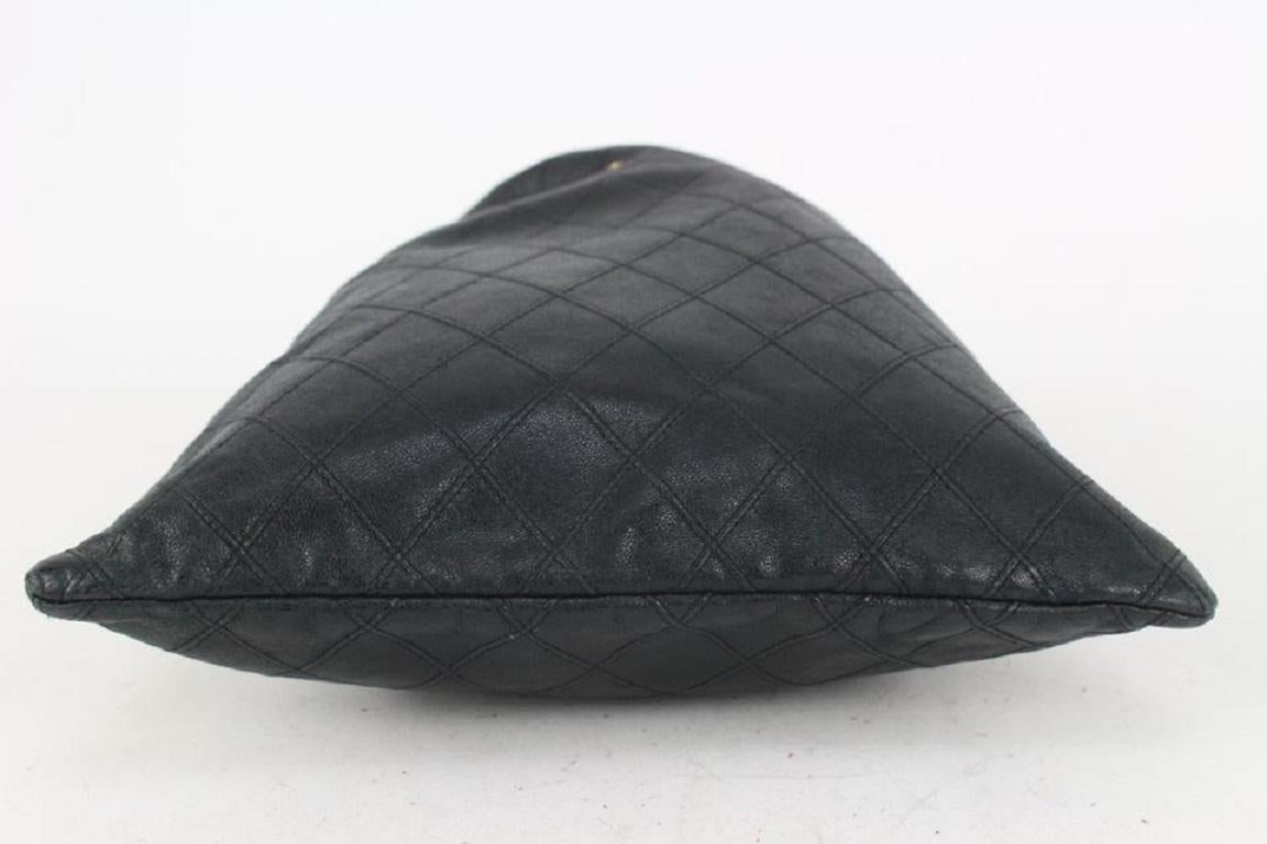 Chanel Ultra Rare Large Quilted Lambskin CC Logo Drawstring Pouch Case 164c73 For Sale 2