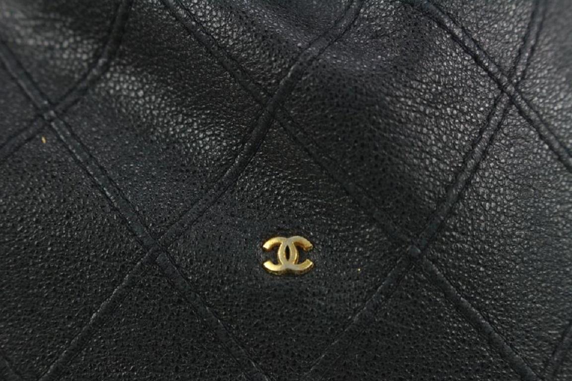 Chanel Ultra Rare Large Quilted Lambskin CC Logo Drawstring Pouch Case 164c73 For Sale 3