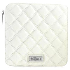 Chanel (Ultra Rare) Pny Zip Case 4cr0522 Cream Quilted Leather Clutch
