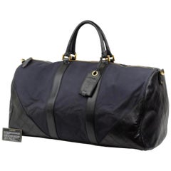 Chanel ( Ultra Rare ) Quilted Bicolor Duffle 226028 Navy X Black Travel Bag