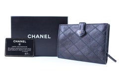 Chanel ( Ultra Rare ) Quilted Bifold Wallet 226431 Black Leather Clutch