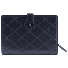 Chanel ( Ultra Rare ) Quilted Bifold Wallet 226431 Black Leather Clutch