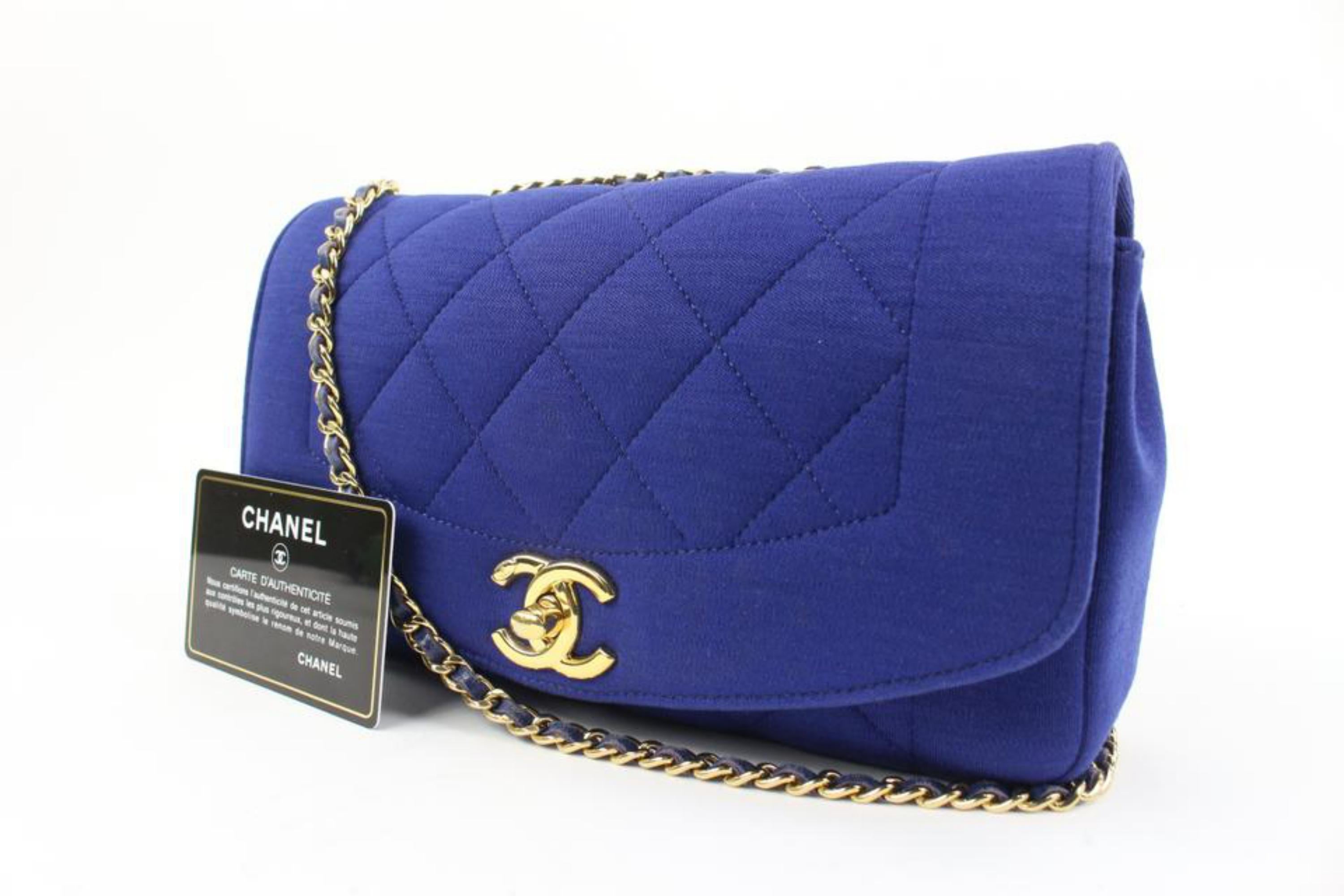 Chanel Ultra Rare Royal Blue Cotton Jersey Diana Flap Bag 19ck311s 8