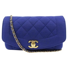 Chanel Ultra Rare Royal Blue Cotton Jersey Diana Flap Bag 19ck311s