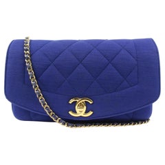 Chanel Ultra Rare Sac à rabat Diana en jersey de coton bleu royal 19ck311s