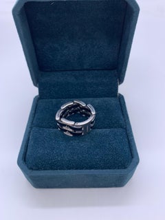 Chanel Ultra Ring 18K White Gold Black Ceramic with Diamonds, Size 53
