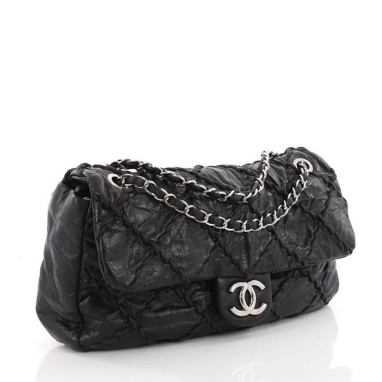 Chanel Black Quilted Calfskin Ultra Stitch Jumbo Flap Bag - Yoogi's