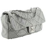 CHANEL, Bags, Auth Chanel Gray Ultra Stitch Jumbo Flap Bag