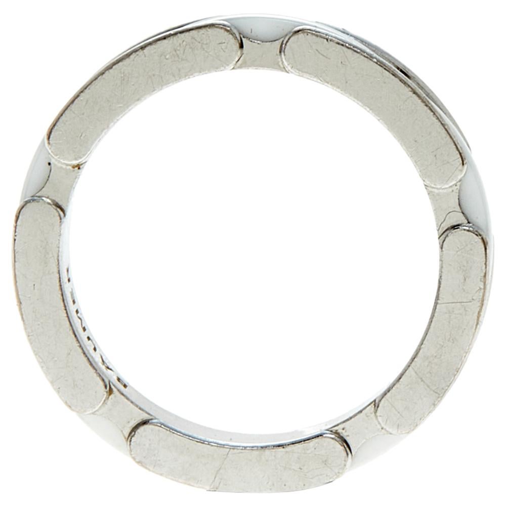 Chanel Ultra White Ceramic 18K White Gold Narrow Band Ring Size 52 1