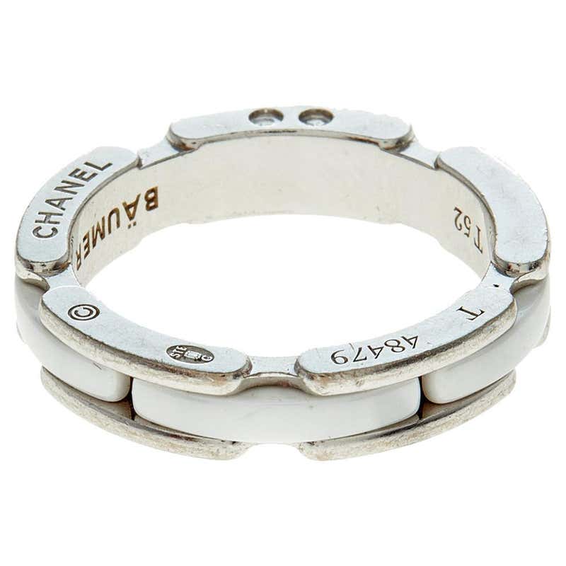 Chanel Stackable Ring Chanel Large Diamond and Ceramic Flexible Ultra Ring Set in 18 Karat ...